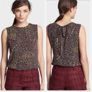 Tory Burch Tanya Silk Shell – Abstract Leopard Print – Size 6